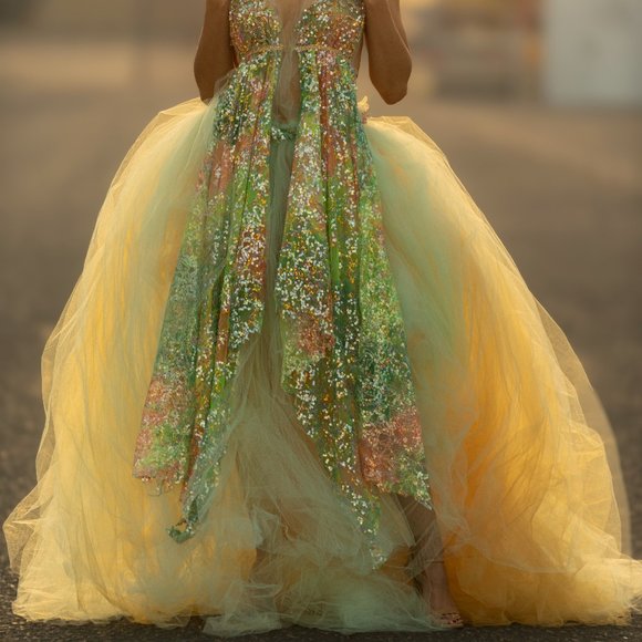 "CINDLE" Sequin Tie Dye Rainbow Wedding Ballgown Set - Picture 3 of 16